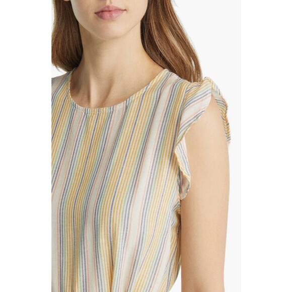 Marine Layer Laney Stripe Tiered Cotton Mini Dress in Beachy Stripe, XL - Picture 3 of 12